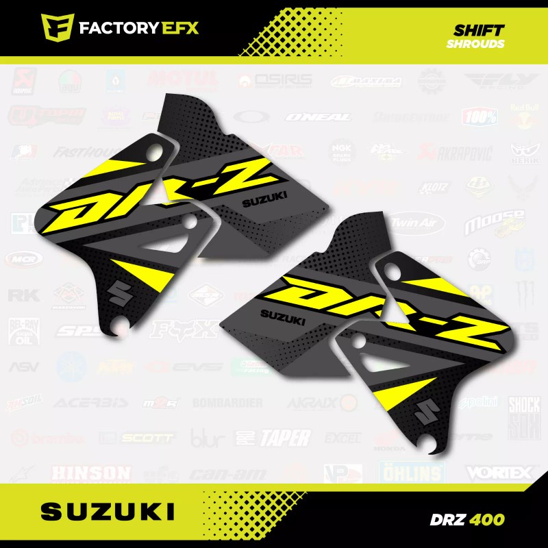 Factory EFX Gray Yellow Shift Graphics Kit fits Suzuki DRZ400SM