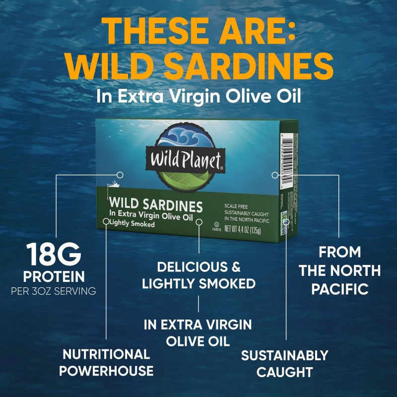 Wild Planet Wild Sardines in Extra Virgin Olive Oil, Lightly