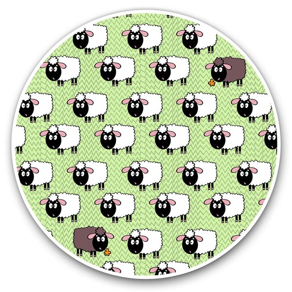 Vinyl Stickers (Set of 2) 7.5cm - Cartoon Sheep Lamb