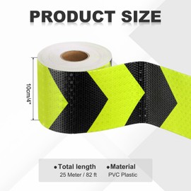 MECCANIXITY Reflective Tape, 4 Inch x 82 ft Trailer Reflector Tape Waterproof Warning Safety Sticker Night Reflector Arrow Tape for Bikes Cars Trucks, Fluorescent Yellow-Black
