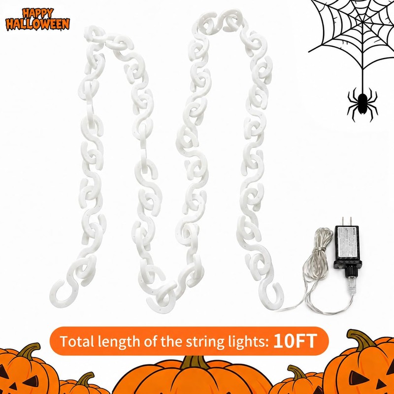 amadecohome Halloween Decorations Plastic Chain Lights, 10ft Outdoor Waterproof Orange