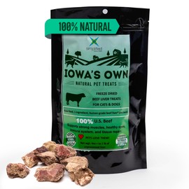 Simplified Freeze Dried Beef Liver Treats for Dogs and Cats – 100% Natural Single Ingredient – High Protein Snack – All Breeds – Made in USA – 4oz Bag (Regular size pieces for dogs over 15 lbs)