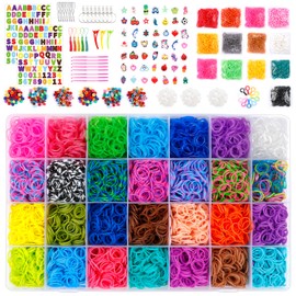 INSCRAFT 21850+ Rubber Loom Bands Refill Kit, 41 Colors Rubber Bands with 400 S-Clips, 280 Beads, 5 Crochet Hooks, Tassels and more, Bracelet Making Kit for Girls Boys Kids Birthday Gift
