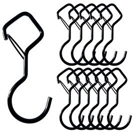 BJUTYEU Heavy Duty Screw Hooks for Hanging, 4-Inch Ceiling Hooks with Safety Lock, Strong Hooks for Plants, Clothes, Kitchen Utensils, String Lights, Handbags, Towels (Black, 12 Pcs)