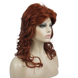 Aimole Lady Women Natural Long Curly Wavy Wig Synthetic Hair Full Wigs (130-Copper Red)