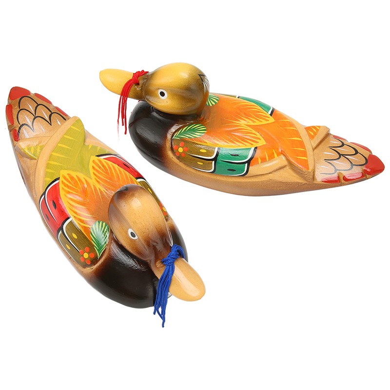 1 Pair Wooden Mandarin Duck Ornament Water Based Paint Romantic