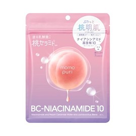 Momopuri Moisturizing Barrier Serum Mask, N, 7 Pieces, Face Pack, Sheet Mask, Moisturizing, Lactic Acid Bacteria, Peach Ceramide, Niacinamide, Peachy Skin