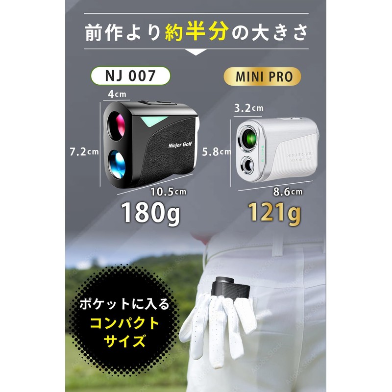 NINJOR GOLF Golf Laser Distance Meter, NJ MINI Series, Compact