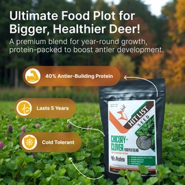HIT LIST SEED® Chicory + Clover Food Plot Seeds for Deer [Perennial] - Deer Food Plot Seed Perennial - Deer Plot Seed Mix - Chicory, Ladino Clover, Red Clover - Spring, Summer & Fall Planting - 3 lbs