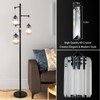 Stepeak Black Modern Crystal Floor Lamp, 3 Lights Standing Lamp