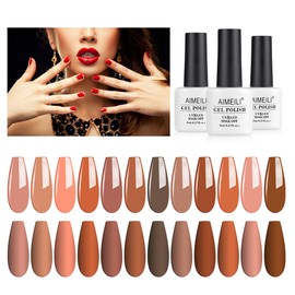 AIMEILI Semi-permanent Gel Nail Polish Kit UV LED Colored Gel Nail Polish for Manicure Soak Off Gel Polish Set 12 x 8ml - Set Number 1