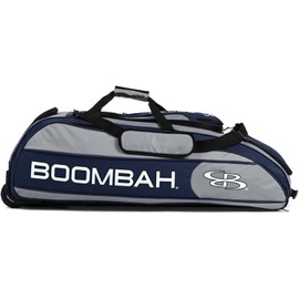 Boombah Beast Rolling Bat Bag - 40" x 14" x 13" - BB2C23 Gray/Navy - Holds 8 Bats, Glove and Shoe Compartments