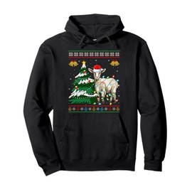 Goat Christmas Tree Lights Santa Goat Ugly Sweater Xmas Pullover Hoodie