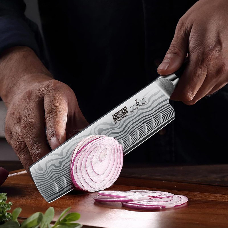 HOSHANHO 7 Inch Nakiri Knife, Japanese High Carbon Powder Steel