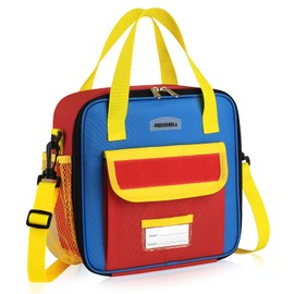 REDSHELL Lunch Box Kids, Large Insulated Lunch Bag for Boys Girls, Cooler Lunchbag, Toddler Lunchbox, School Daycare Lunch Tote Pail with Water Bottle Holder Shoulder Strap, Gifts for Kids, Red