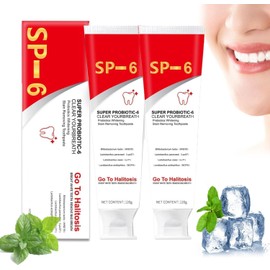 Super Probiotic SP-6 Toothpaste: Probiotics Bright White Toothpaste for Teeth Whitening and Gum Health - Enhanced Formula with 6 Probiotics - Fluoride-Free, Minty Fresh Flavor