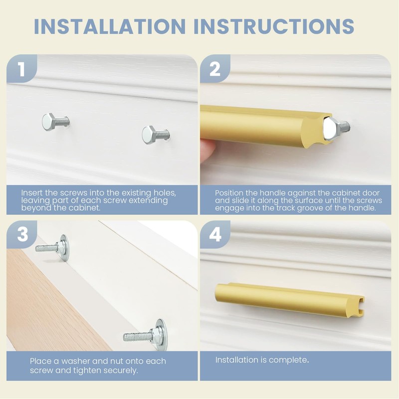 Peaha 10 Pack Adjustable Drawer Pulls Matte Gold Cabinet Handles