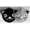 Two Cat Pot Holders Black and Grey Crocheted
