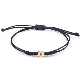 Schwarzes Initialarmband Initial A-Z Charm Buchstabenarmbänder für Frauen Männer Seil geflochtene Initialarmbänder Herz Brief gewebtes Armband Graduation Mothers Day Geschenke (F)