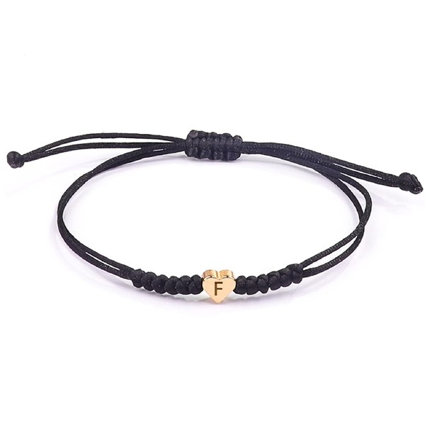 Schwarzes Initialarmband Initial A-Z Charm Buchstabenarmbänder für Frauen Männer Seil