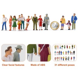 P4312 O Scale Painted Figures 30 Different Poses All Standing 1:43 O Gauge Model Trains Passengers People Model Railway for Miniature Scenes (30)