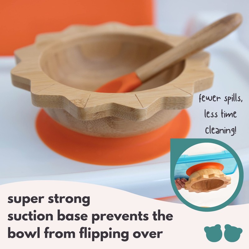 Bubbaboo Bamboo Baby Bowl and Spoon Set Baby Suction Bowl