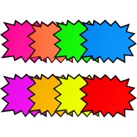 joonnair Pack of 160 Price Tags Fluorescent Signs Sales Sign Price Labels Flea Market Star-Shaped Price Tag Starburst Price Tags for Supermarkets Shop, Shop Party Favour