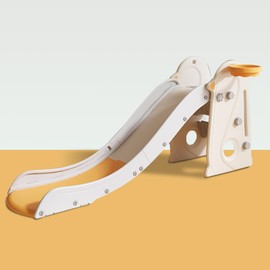 Toddler Slide 3 in 1 Kids Slide Freestanding Climber Playset for Babys with Basketball Hoop Extra Long Kids Slide Easy Set Up Baby Playset for Indoor Outdoor Backyard Yellow