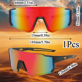 YTPAFK Running Glasses, Running Sunglasses Women And Men, UV400 Protection Cycling Glasses With Black Frame Red Lens, 145x126 mm PC Sports Sunglasses Women For Outdoor Activities