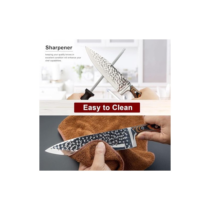 15-Piece Knife Set With Block Wooden,Self Sharpening For Chef Knife
