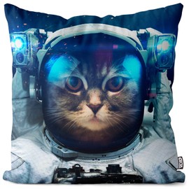 VOID Cat Astronaut Cushion Cover Sofa Cushion Decorative Outdoor Cushion Decorative Cushion Size: 60 x 60 cm