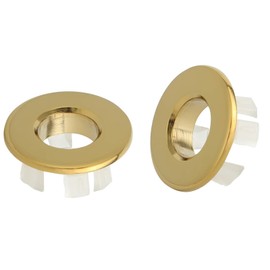BWE Gold Sink Basin Trim Overflow Cover for Kitchen and Bathroom Vanity Sink Solid Brass Vessel Insert in Hole Round Caps Pack of 2