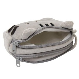 FeiliandaJJ Pencil Case Large Capacity Double Layer Cute Cat Plush Student Pencil Case Girls Multifunctional Travel Cosmetic Bag Stationery Bag Pencil Case Pencil Bag (Grey)