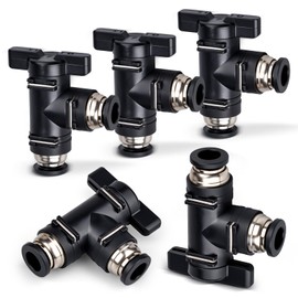 Bwintech 5 Pcs 12mm Pneumatic Ball Valve Push to Connect Fittings BUL Air Flow Control Valve Straight Quick Connect Air Hose Fittings