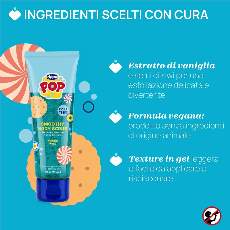 Chicco POP Smoothy Scrub Corpo Bambini e Ragazzi 150ml, Scrub