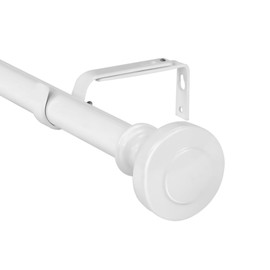 Urbanest 1-inch Diameter Semplice Adjustable Single Drapery Curtain Rod, 84-inch to 120-inch, Glossy White