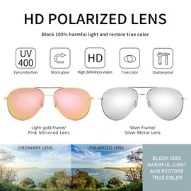 SUNGAIT Oversized Sunglasses for Women Lightweight Fashion Sunglasses - Polarised Lens Pack of 2, Pack of 2: gold frame/pink mirrored lens+silver frame/silver mirrored lens