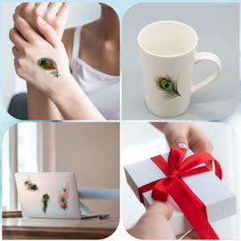 20 Pcs Small Feather Temporary Tattoos, Peacock Fake Tattoo Stickers for Women Girls Models Body Art Makeup