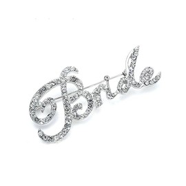 Rhinestone Bride Brooch Pin for Women Girls Fashion Crystal Letter Wedding Bouquet Brooches Lapel Pins Delicate Dress Accessories Jewelry Gift for Bachelorette & Bridal