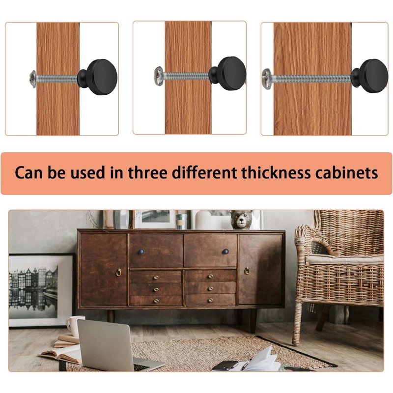 ZQSFPK 4 Pack Black Cabinet Knobs Handles, Classic Round Black