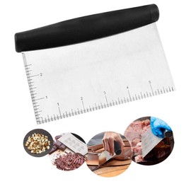 Stainless Steel Metal Griddle Scraper Chopper, Dough Bench Scraper Pastry Cutter with Measuring Marks, Multi-Purpose Kitchen Tool for Flat Top Griddle Grilling/Baking/Cooking, Dishwasher Safe