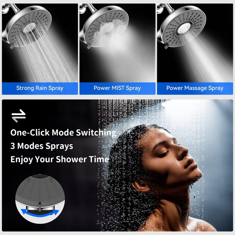 Filtered Shower Head - 8 Inches High Pressure Fixed Rain