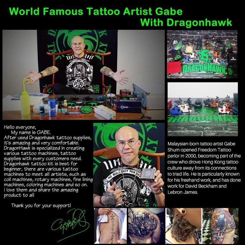 Dragonhawk Complete Tattoo Kit for Beginners 2 Pro Tattoo Machine