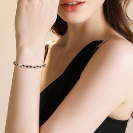 Richapex Women's Gold 18K Gold-Plated Tennis Bracelet Bracelets for Women Elegant Gold Tennis Bracelet Bracelets Jewellery Gifts with Zirconia, Silver, Cubic Zirconia