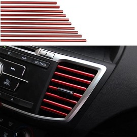 Car Air Conditioner Air Vent Decorative Strips, 10 Pieces DIY Decoration Strips, Universal for Most Air Outlets, Auto Interior Accessories Red