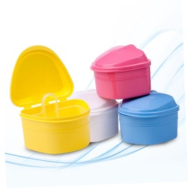 Baluue Box Bath Case Cleaning Tablets Fake Teeth Holder To Go Containers with Lids Storage Container False Dentures Red
