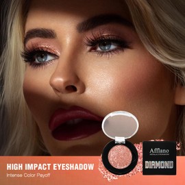 Afflano Nude Pink Glitter Eyeshadow, Diamond Pearl Shimmer Pink Rose Eyeshadow Sparkly, Highly Pigmented Velvet Bendable Glitter Rose Gold Eye Shadow for Wedding Date Daily Wear Natural Makeup