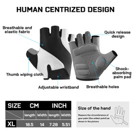 QINGZY Cycling Gloves, Half Finger, Non-Slip Shock Absorbing, Breathable MTB Gloves for Men and Women, Cycling Gloves for Road Bike, Fitness, Outdoor Sports