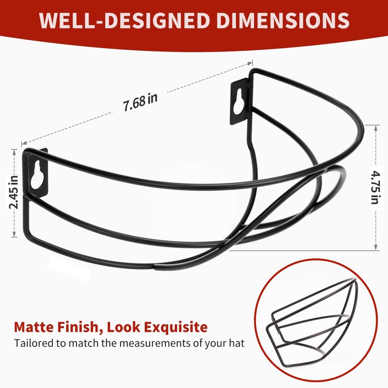 Livelab Hat Rack Wall Mount, [2-Pack] Metal Hat Organizer for