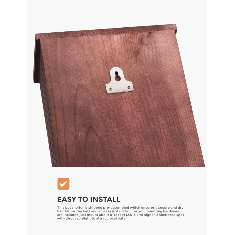 Incly Bat House for Outdoors 15"x9.2"x3.2" Shelter Box kit Double